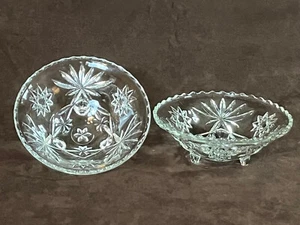 Set ofTwo Anchor Hocking Star of David Glass Footed Candy Dish Bowls - Picture 1 of 11