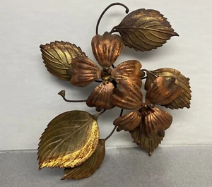 Vintage Brass Copper Metal Flower Wall Hanging art  Decor midcentury ~ 5” - Picture 1 of 7