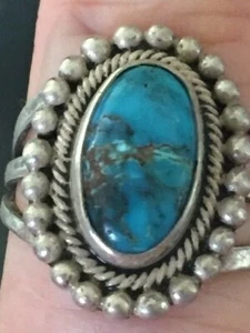 Navajo Sterling Silver Blue Natural Turquoise Ring SZ 5.25 - Picture 1 of 12