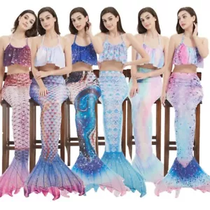 Adult Mermaid Tail Swimsuit Mermaid Plunge Fish Tail Princess Dress Costume - Picture 1 of 32