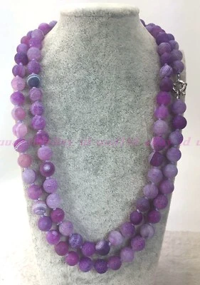 Moda 8 mm Moda Mate Púrpura Dragón Venas Ágata Piedras Preciosas Cuentas Collar Foto 1 de 3