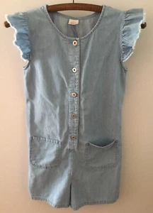 Blue Jean Jumpsuit Girls Fringe Shorts Size Large 10-12 - Picture 1 of 9