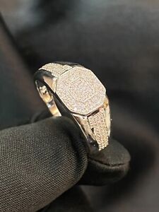 0.70 TCW Round Brilliant Cut Natural Real Diamonds Men's Square Ring In 14K Gold