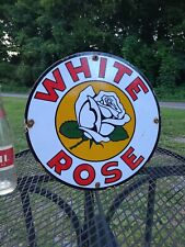 New ListingPorcelain White Rose gasoline metal vintage style oil gas pump plate sign