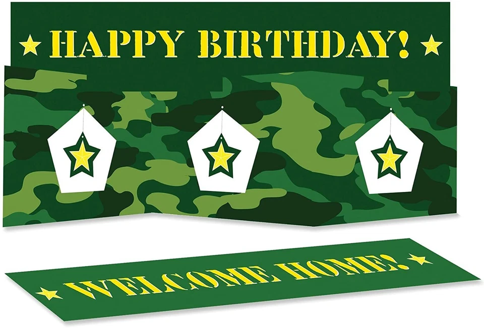 Military Camo Party Supplies Stand up Centerpiece birthday or welcome home - Image 1 of 1
