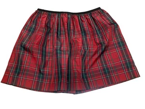 Polo Ralph Lauren Plaid A-Line Satin Skirt XL Red Black Elastic Waist Holiday - Picture 1 of 3