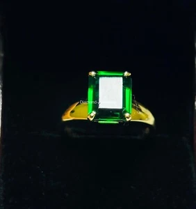 Anello 3,50 Ct Forma Smeraldo Naturale Smeraldo e Anniversario Oro Giallo 14k Misura 7 - Foto 1 di 18