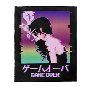 Game Over Kawaii Otaku Japón Ramen Manga Hentai Anime Amantes Regalo Manta de Peluche - Imagen 1 de 9