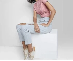 Jeans donna Wild Fable super high rise invecchiato mamma lavaggio leggero 2 nuovi con etichette - Foto 1 di 9