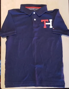 Tommy Hilfiger Boys Cotton Red Flag Short Sleeve Polo Shirt - Navy - Large - Picture 1 of 4