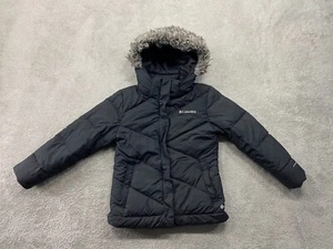 Columbia Jacket Girls Youth 7/8 Black Puffer Hooded Outdoors Hiking - Picture 1 of 17