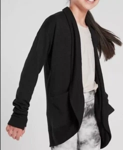 Athleta Girl Wrap N Roll Cardigan size Small 7 black - Picture 1 of 4