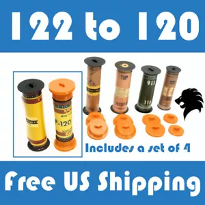 122 to 120 Film Spool Adapter Set/Kit (4pcs) For Antique Vintage Cameras Folding - Picture 1 of 3