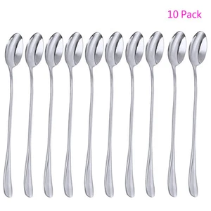 Paquete de 10 cucharas de café mezcla de helado de acero inoxidable de mango largo Magik - Imagen 1 de 30