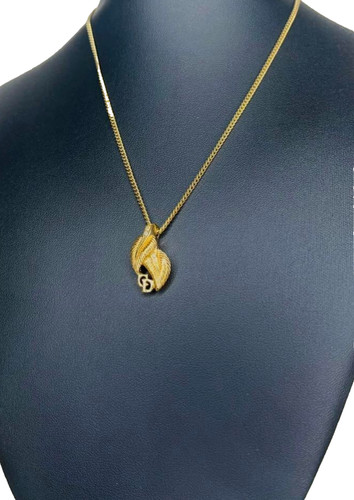 Collana Christian Dior logo foglia oro donna
