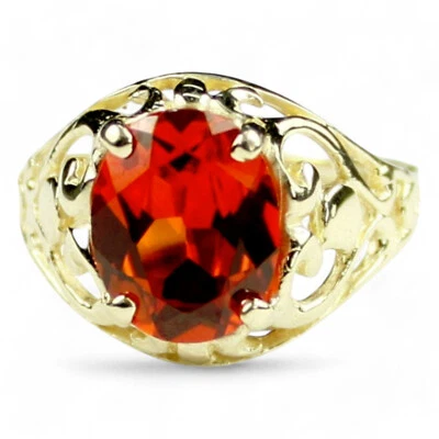 Created Padparadsha Sapphire, 10KY or 14KY Gold Ladies Ring-R005 - Image 1 of 4