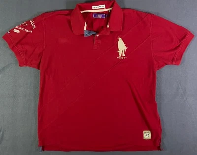 Camisa Polo De Colección AKOO Hunt Club Rugby Para Hombres Talla 3XL Roja Blanca Malla Parches Foto 1 de 4