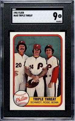 1981 FLEER 645 ТРОЙНАЯ УГРОЗА Пит Роуз SGC 9 MT Philadelphia Phillies MLB - Изображение 1 из 2