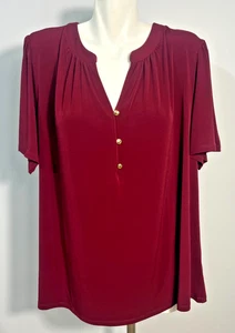 Neu Michael Kors Damen 3X Top Shirt Dark Ruby Burgundy Liquid Knit Neu mit Etikett - Bild 1 von 6