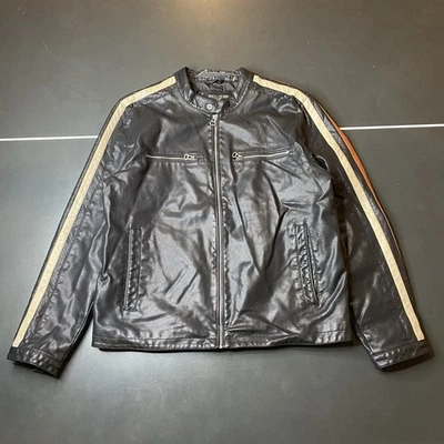 Wilson’s Leather Striped Black Motorcycle Jacket Size XL - Image 1 of 4