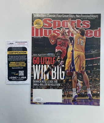 PAU GASOL Autografiado Firmado Sports Illustrated LA Lakers Baloncesto D Rose Certificado de Autenticidad Foto 1 de 2