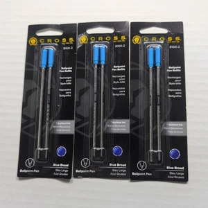 3 recambios para bolígrafo Cross 8100-2 tinta de archivo ancha azul paquetes de 2 nuevos - Imagen 1 de 2