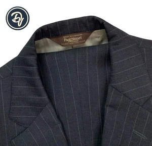Mens 42 XL Paul Stuart " Tailored Fit " Charcoal Grey Pinstripe Wool Super 110's - Picture 1 of 21