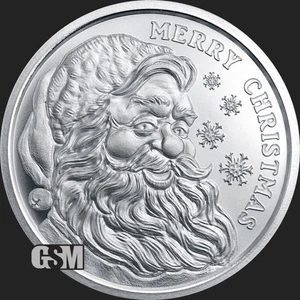 2025 - Merry Christmas Santa Claus 1 Oz .999 FINE Silver BU Round  PRESALE - Picture 1 of 3