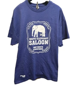 WHITE ELEPHANT SALOON Blue Men's T-SHIRT FAMOUS COWBOY COUNTRY BAR XL Fort Worth - Picture 1 of 9