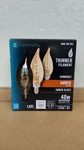 20x EcoSmart 40W Equivalent B11 Dimmable E12 Candelabra LED Amber (3-Pack) - Picture 1 of 4
