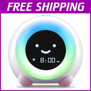 Kids Sleep Trainer Clock with Night Light - Blush Pink - Picture 1 of 9