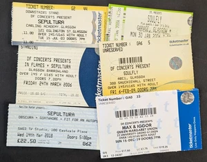 Sepultura / Soulfly / Max & Iggor Tickets (X6) - Glasgow, 2003-2019 - Imagen 1 de 13