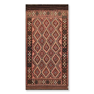 4'9"x10' Authen. Hand woven Reversible Southwestern Kilim Oriental Area Rug Rose - Image 1 of 4