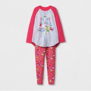 Shopkins Holiday Pajama Set Girls Size 4 Christmas Long Sleeve Top Leggings NWT - Picture 1 of 3