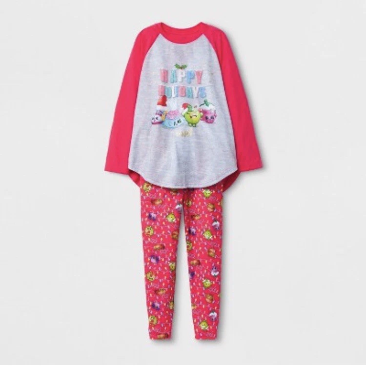Shopkins Holiday Pajama Set Girls Size 4 Christmas Long Sleeve Top Leggings NWT - Image 1 of 3
