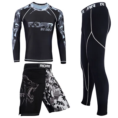 ROAR No Gi Wear BJJ Grappling MMA Rash Guard Leggy Fight Training Shorts Set - Image 1 of 4