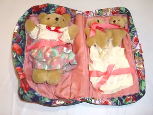 Oso de peluche vintage de felpa con cambio de ropa y estuche y 2 osos de bebé. - Imagen 1 de 12