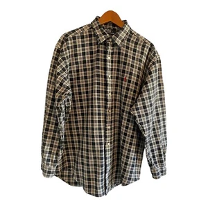 Polo Ralph Lauren Flannel Shirt Large Black & Beige Plaid Pony Lowell Sport - Picture 1 of 6