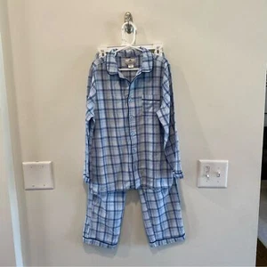 Petite plume Kid's Twill Pajama Set in blue plaid size 10 - Picture 1 of 6