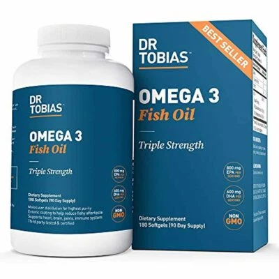 Aceite de pescado Omega 3 triple fuerza, 2.000 mg, sin quemaduras, sin OGM, certificado NSF Foto 1 de 4