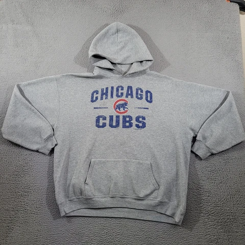 Chicago Cubs Hoodie Mens Extra Large Gray MLB Sportswear Sweatshirt Pullover Cover