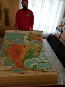Vintage U.S. with Mexico Pull Down Map Map Jlvr Visual-Relief