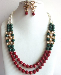 Indian Bollywood Traditional Long Pearls Kundan Bridal Fashion Jewelry Set - Picture 1 of 4