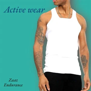 100% COTTON ATHLETIC VEST PREMIUM WIFE BEATER, DUAL RIBBED, SWEAT PROOF TANK TOP - Picture 1 of 22