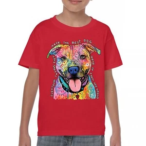 Dean Russo Colorful Pit Bull Youth T-shirt Everyone Has Best Dogs Kids - Picture 1 of 50