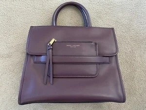 EUC MARC JACOBS Madison Leather Tote Bag Shoulder Crossbody Burgundy Rubicon - Picture 1 of 14