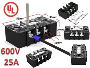 Blocco terminale 600 V 25 A doppia fila 3 posizioni striscia barriera elettrica vite - Foto 1 di 13