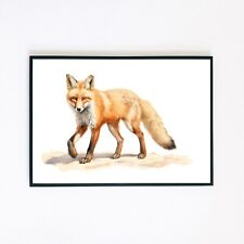 Watercolour Fox Painting Wildlife Illustration 7x5 Retro Wall Decor Art Print 