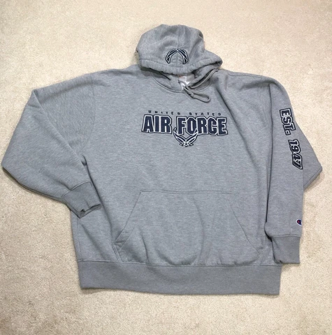 Air Force Falcons Hoodie Sweatshirt Mens 2XL XXL Gray Champion Heavyweight Cover