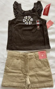 NEW 2009 Gymboree Kid Girl 4 DESERT FLOWER Tank Top Shirt Shorts Set Brown Gem - Picture 1 of 8